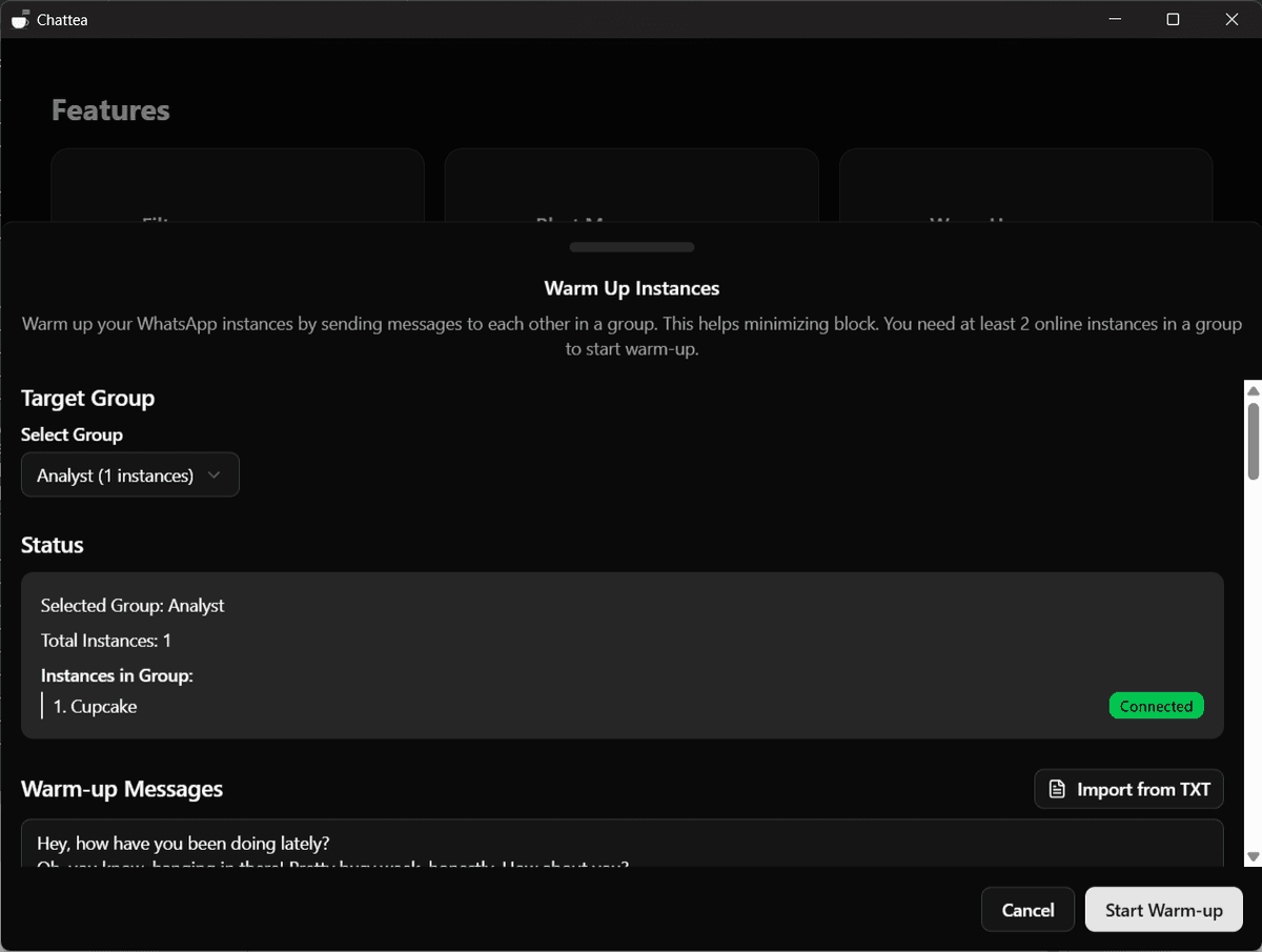 Warmup System to Minimize Blockage